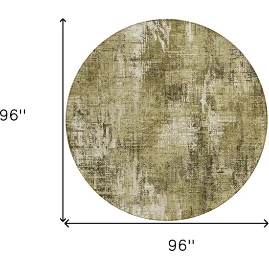 8' Brown Taupe And Ivory Round Abstract Washable Indoor Outdoor Area Rug Photo 9