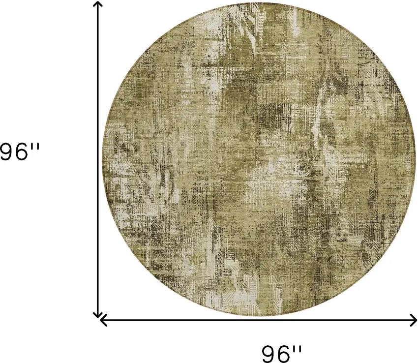 8' Brown Taupe And Ivory Round Abstract Washable Indoor Outdoor Area Rug Photo 9