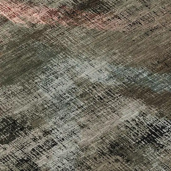 8' Brown Taupe And Salmon Round Abstract Washable Indoor Outdoor Area Rug Photo 8