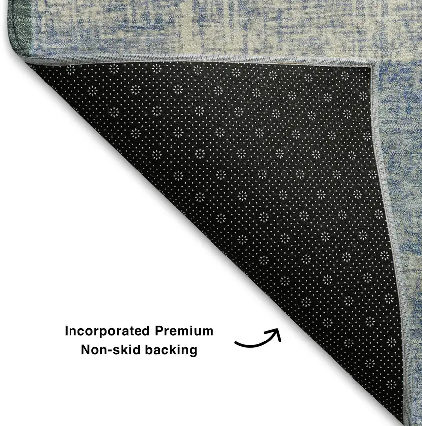 8' Brown Teal And Ivory Geometric Washable Round Rug With UV Protection Photo 6