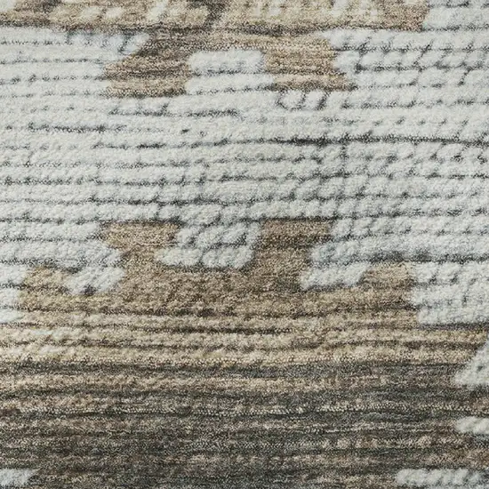 8' Brown Teal And Ivory Tribal Washable Round Rug With UV Protection Photo 7