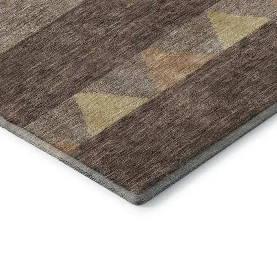 8' Brown Wheat And Copper Southwestern Washable Round Rug With UV Protection Photo 6