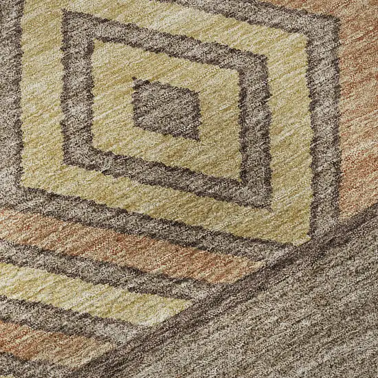 8' Brown Wheat And Copper Southwestern Washable Round Rug With UV Protection Photo 8