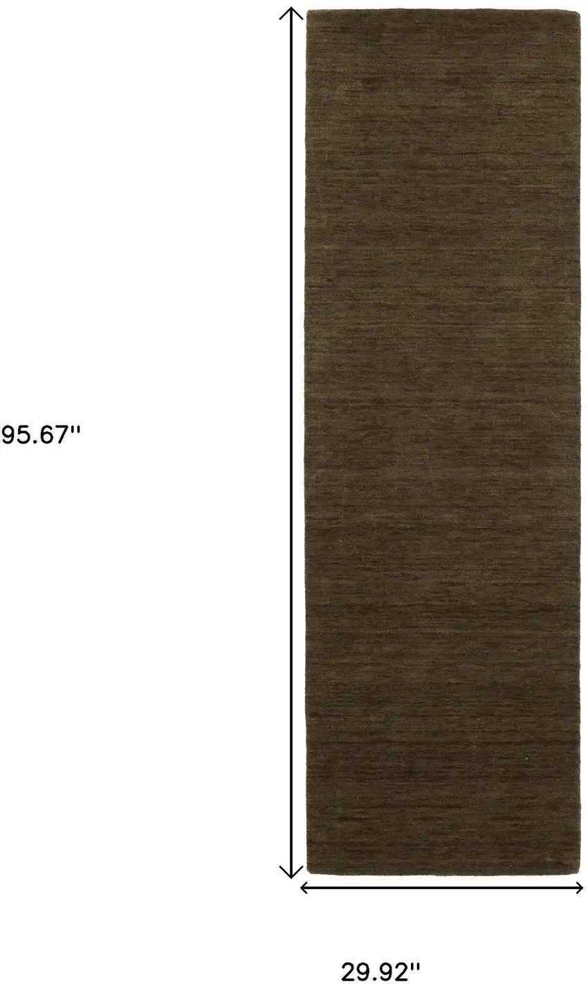 8' Brown Wool Hand Tufted Runner Rug Photo 3