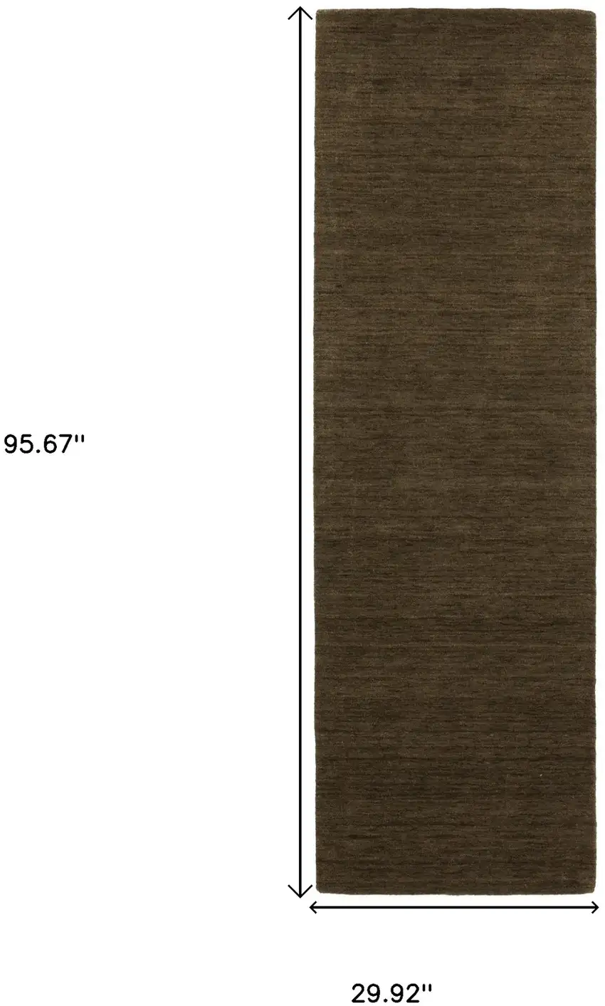 8' Brown Wool Hand Tufted Runner Rug Photo 3