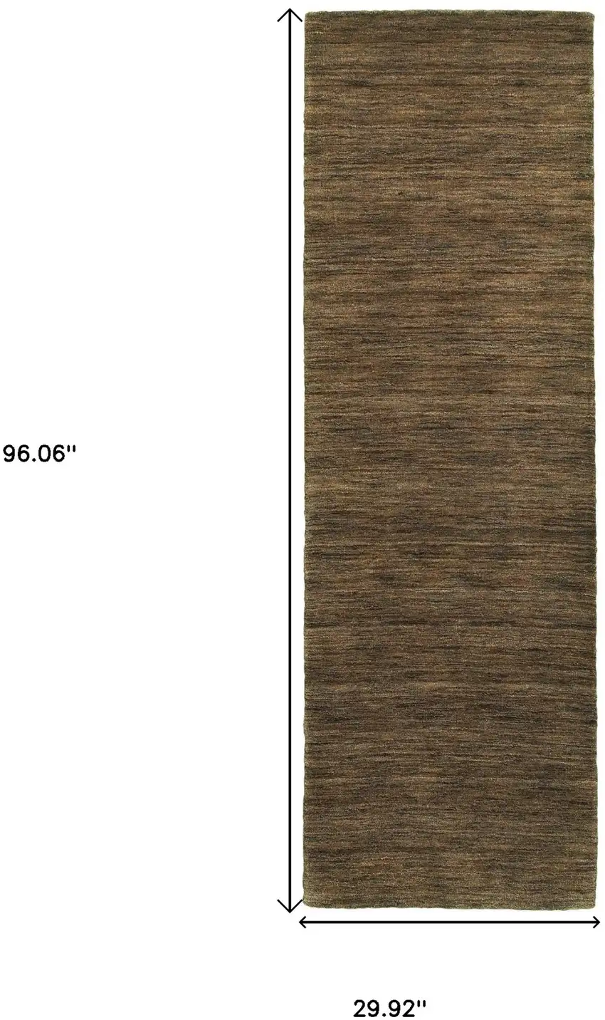 8' Brown Wool Hand Tufted Runner Rug Photo 3