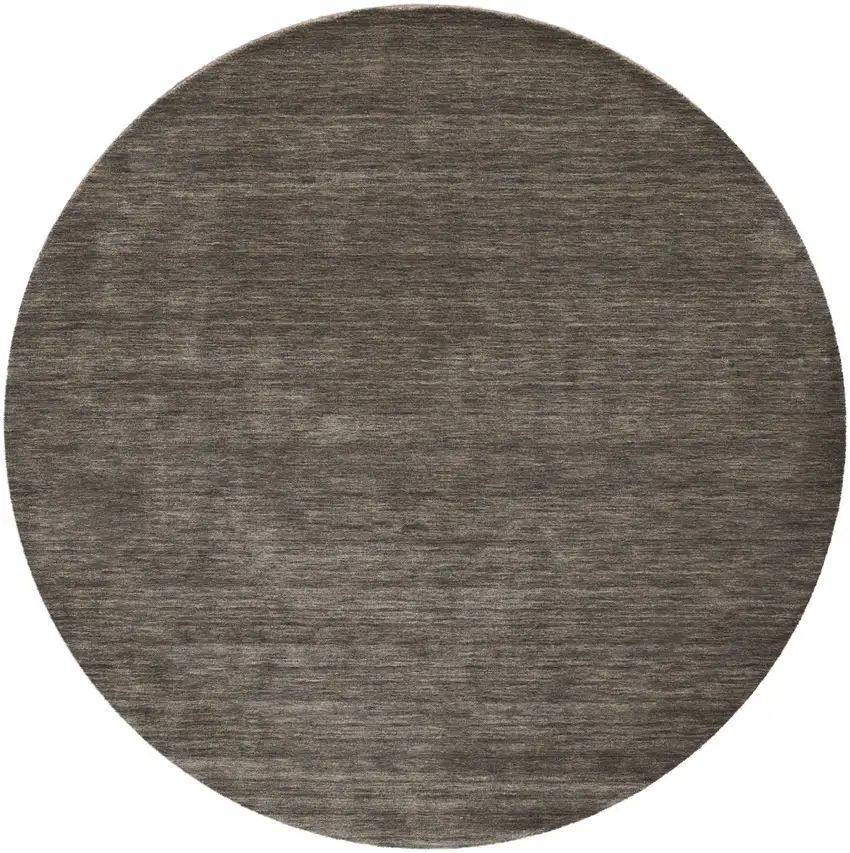 8' Brown Wool Hand Woven Round Rug Photo 2