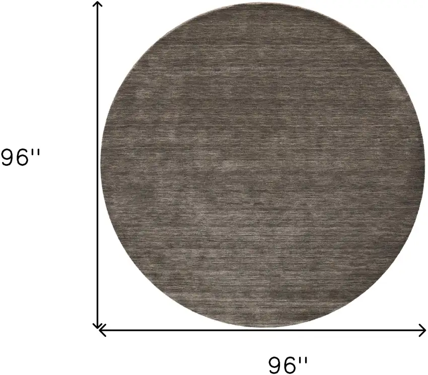 8' Brown Wool Hand Woven Round Rug Photo 3