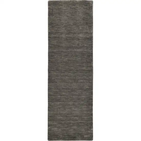 8' Brown Wool Hand Woven Runner Rug Photo 2
