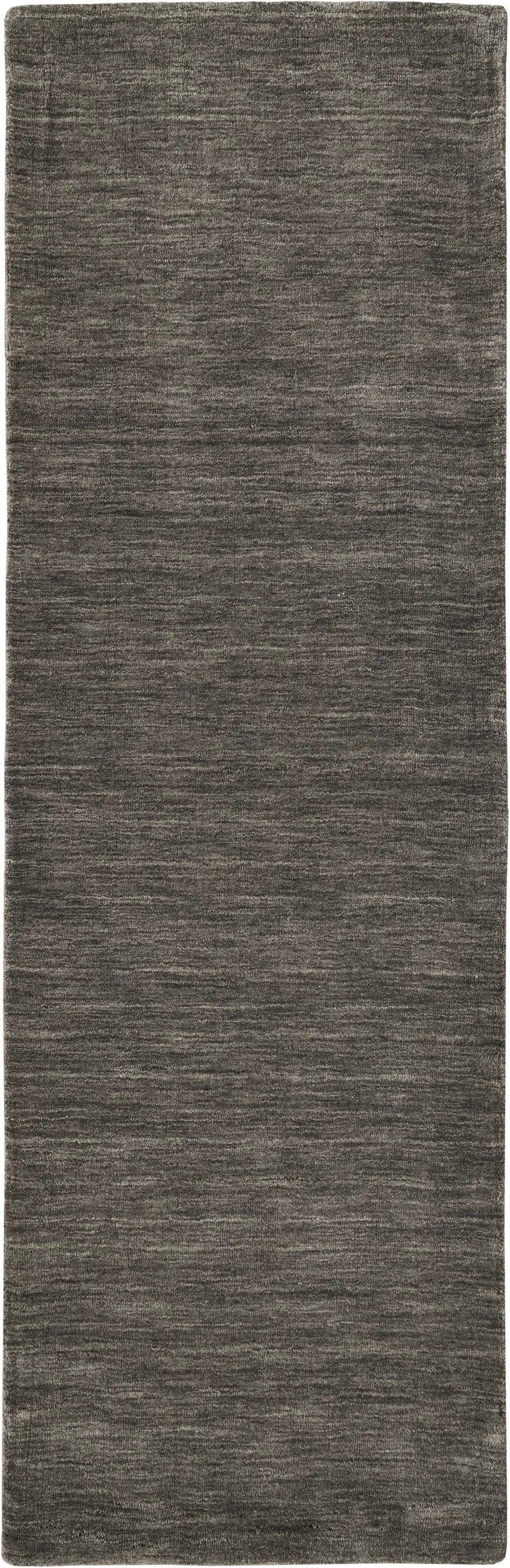 8' Brown Wool Hand Woven Runner Rug Photo 2
