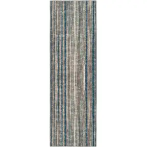 Photo of 12' Brown and Beige Ombre Hand Tufted Runner Rug