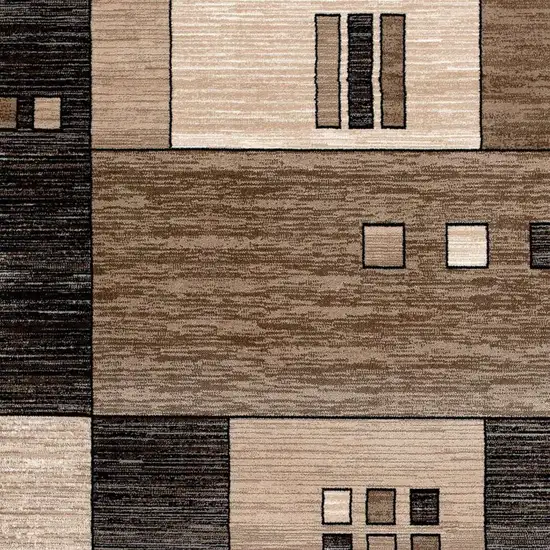 8' Brown and Black Abstract Power Loom Runner Rug Photo 7