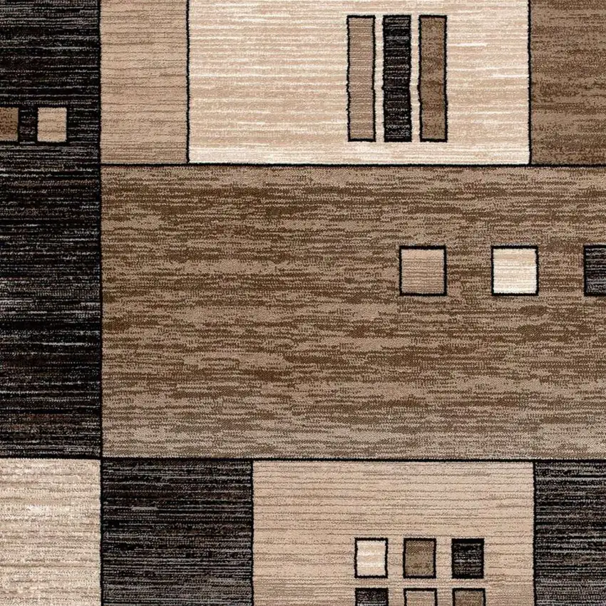 8' Brown and Black Abstract Power Loom Runner Rug Photo 7