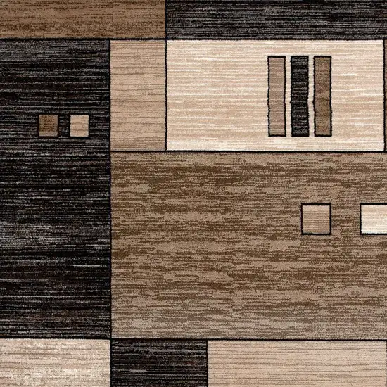 8' Brown and Black Abstract Power Loom Runner Rug Photo 3