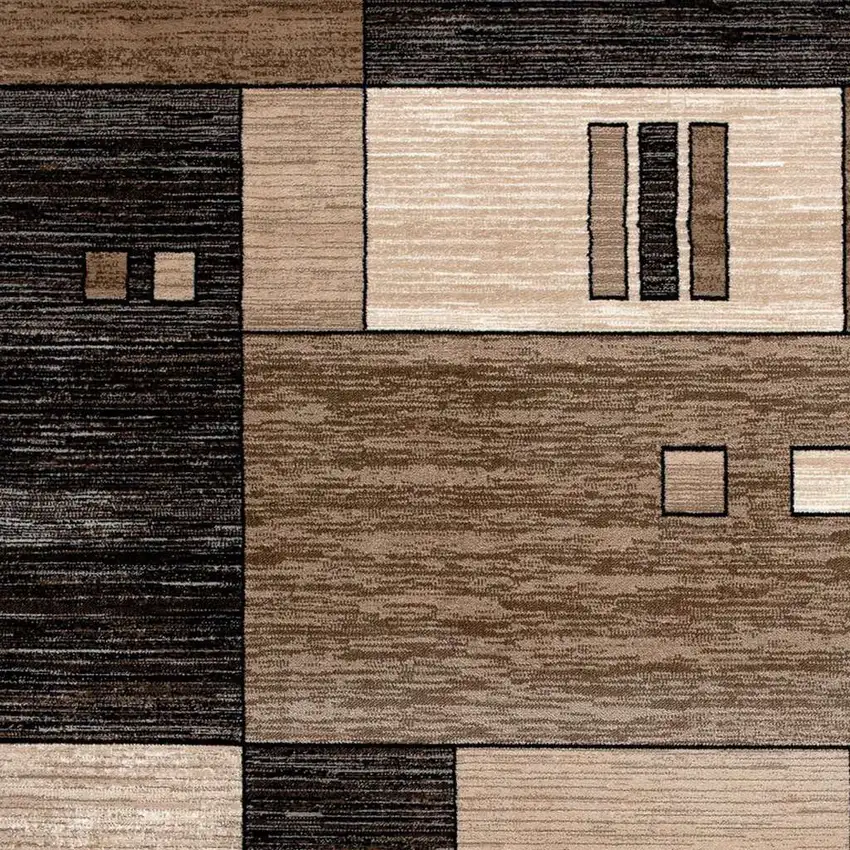 8' Brown and Black Abstract Power Loom Runner Rug Photo 3