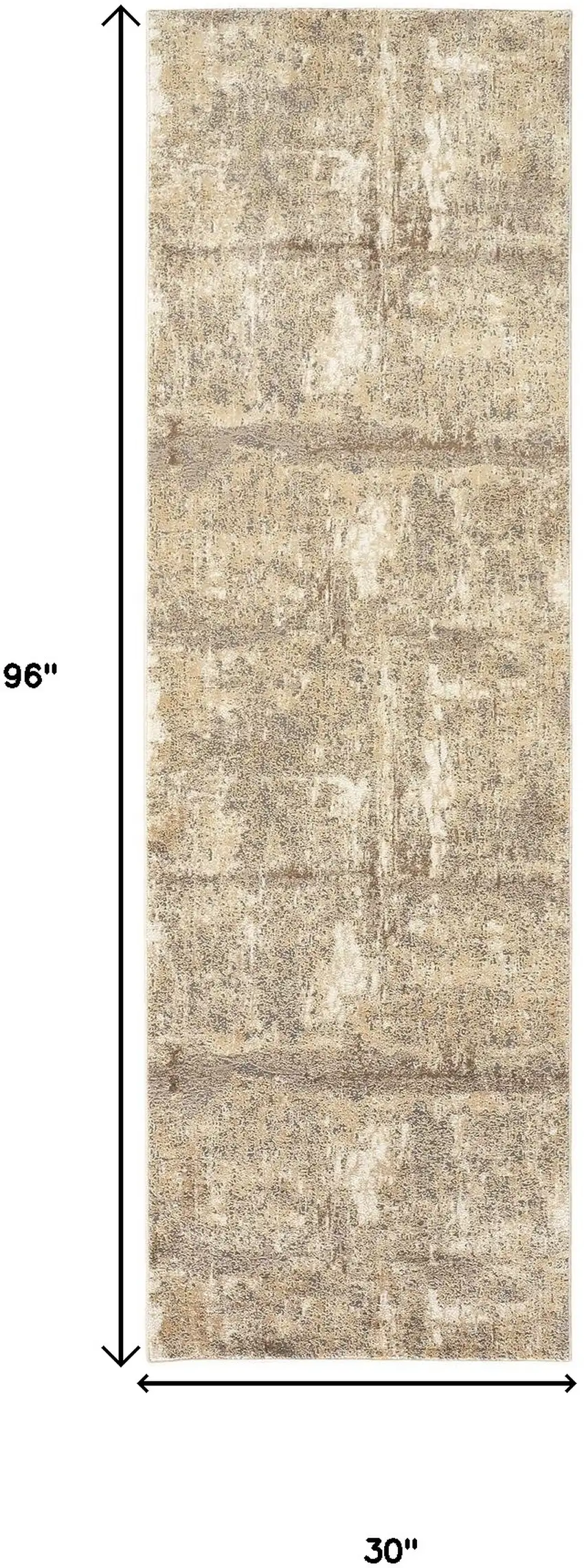 8' Brown and Ivory Abstract Distressed Runner Rug Photo 3