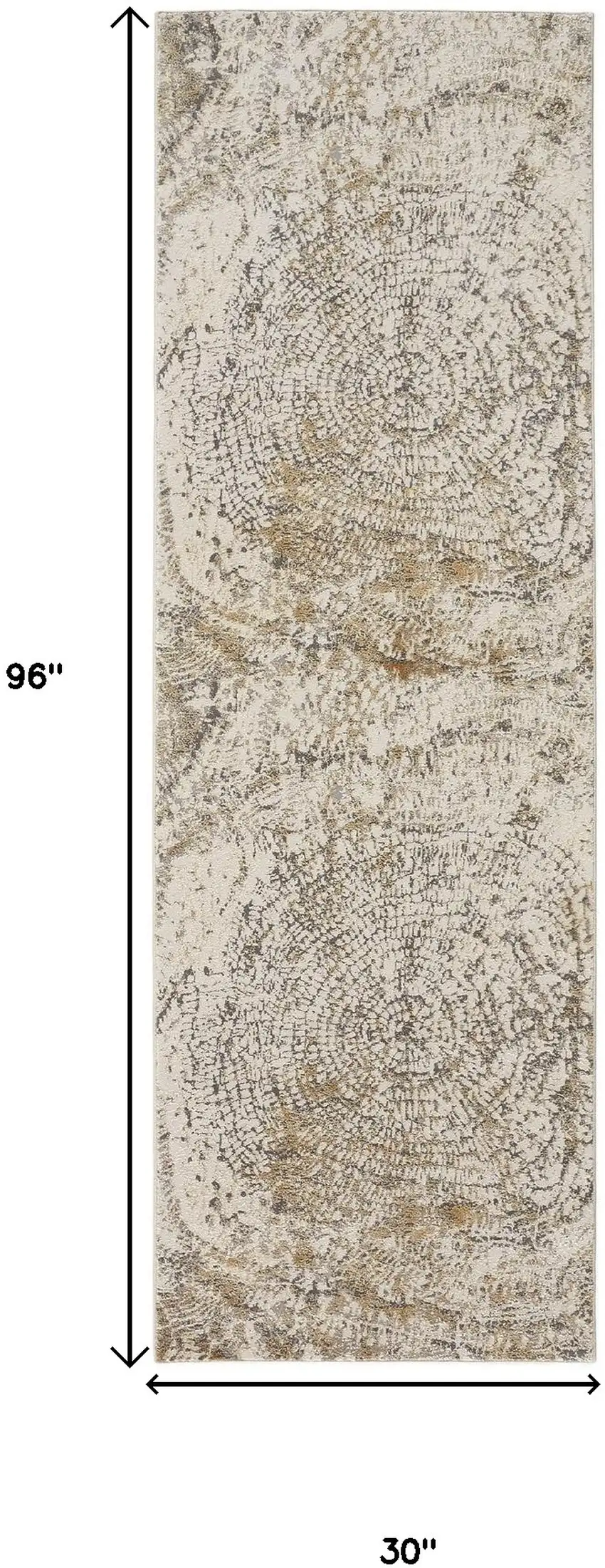 8' Brown and Ivory Abstract Distressed Runner Rug Photo 3