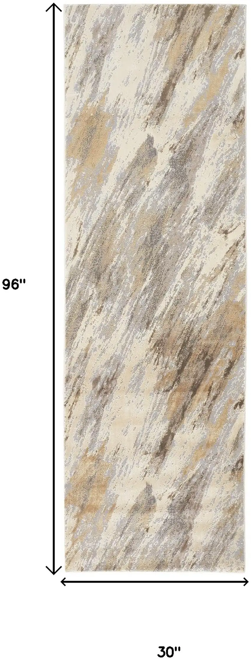 8' Brown and Ivory Abstract Distressed Runner Rug Photo 3