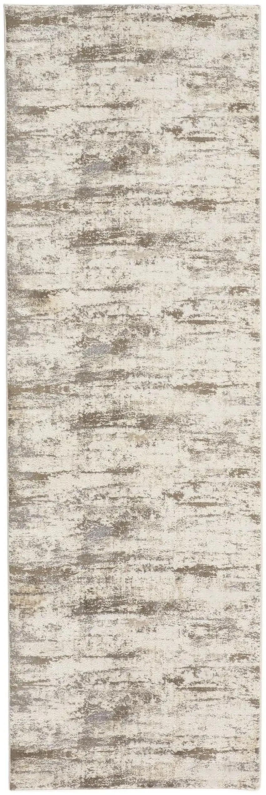 8' Brown and Ivory Abstract Distressed Runner Rug Photo 4