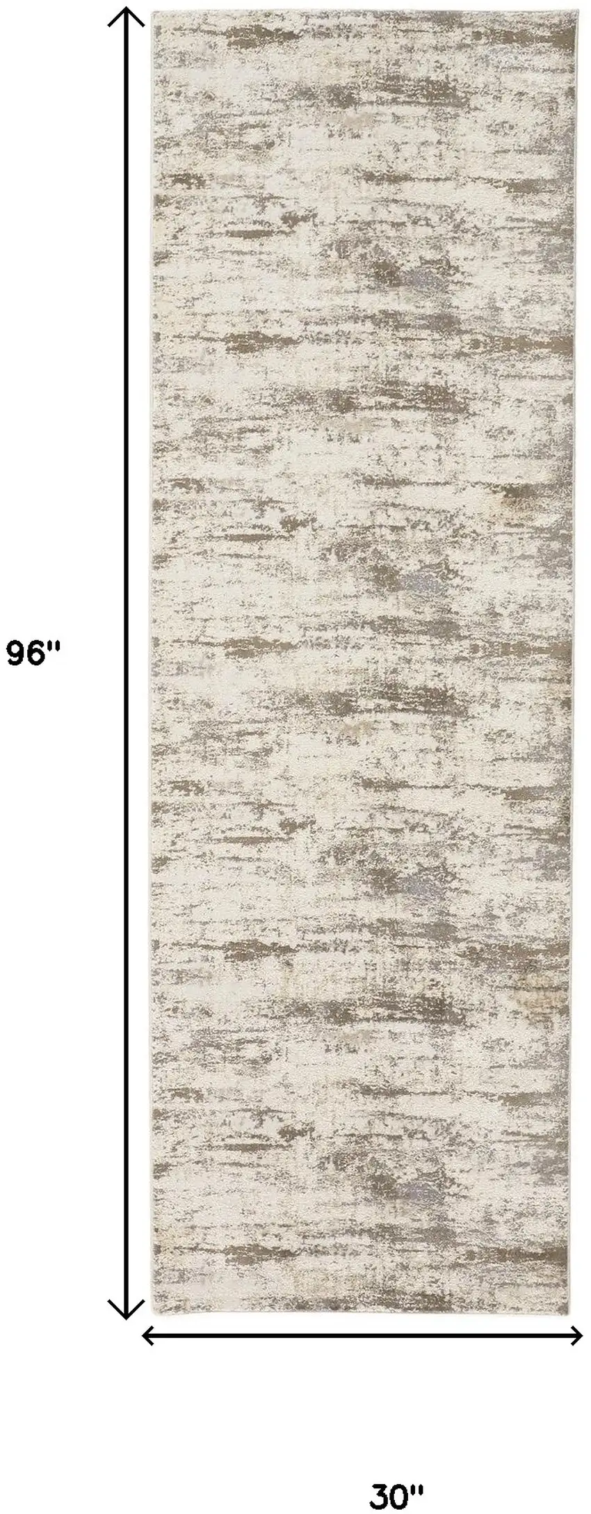 8' Brown and Ivory Abstract Distressed Runner Rug Photo 3