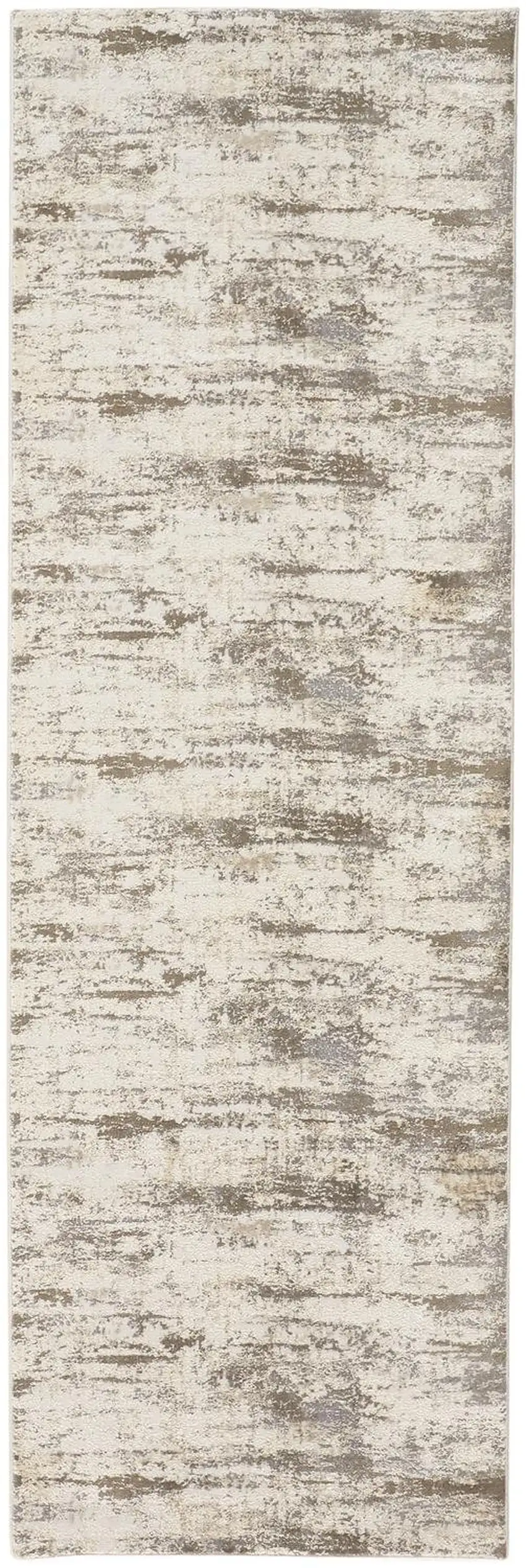 8' Brown and Ivory Abstract Distressed Runner Rug Photo 2