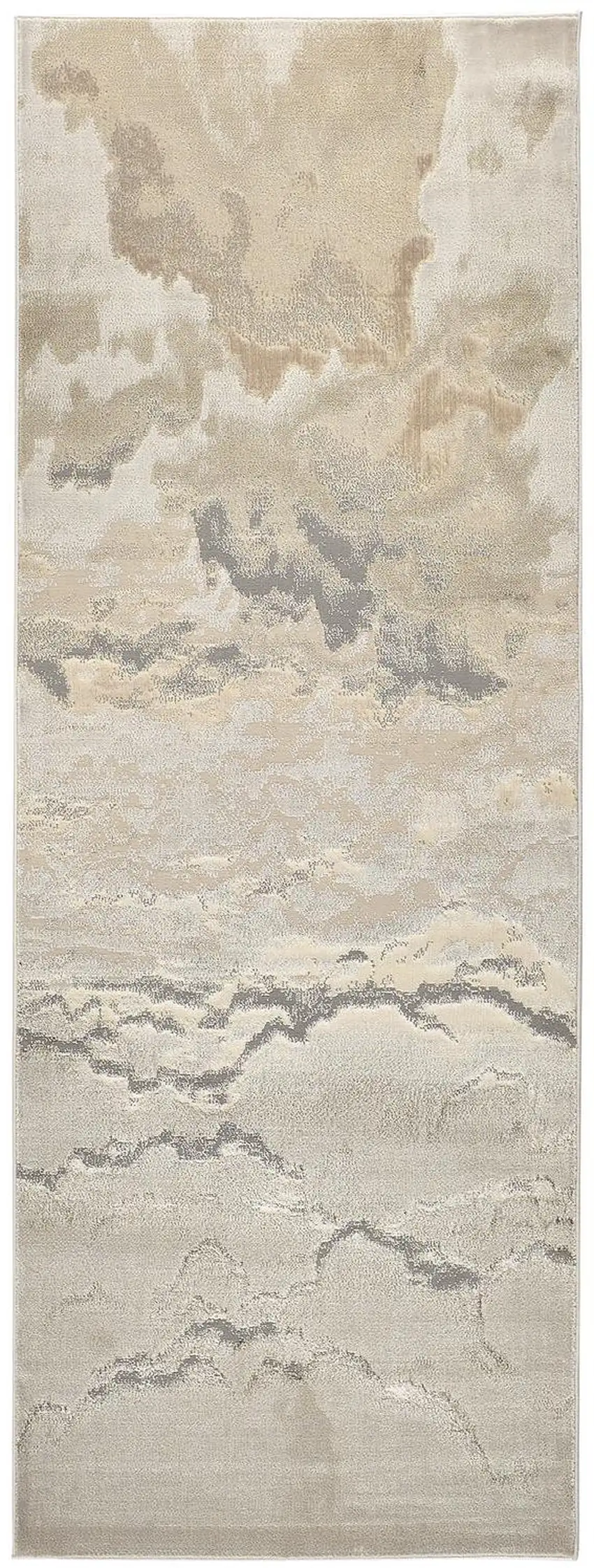 8' Brown and Ivory Abstract Power Loom Runner Rug Photo 4