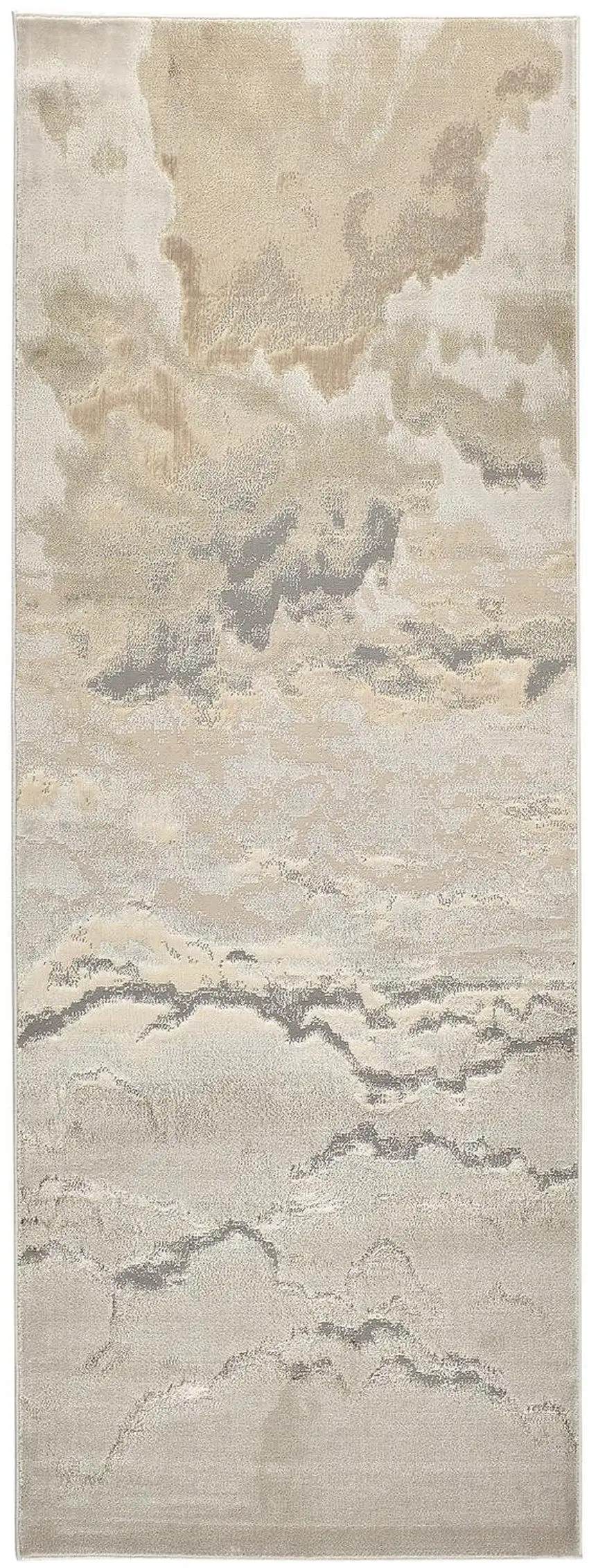 8' Brown and Ivory Abstract Power Loom Runner Rug Photo 2