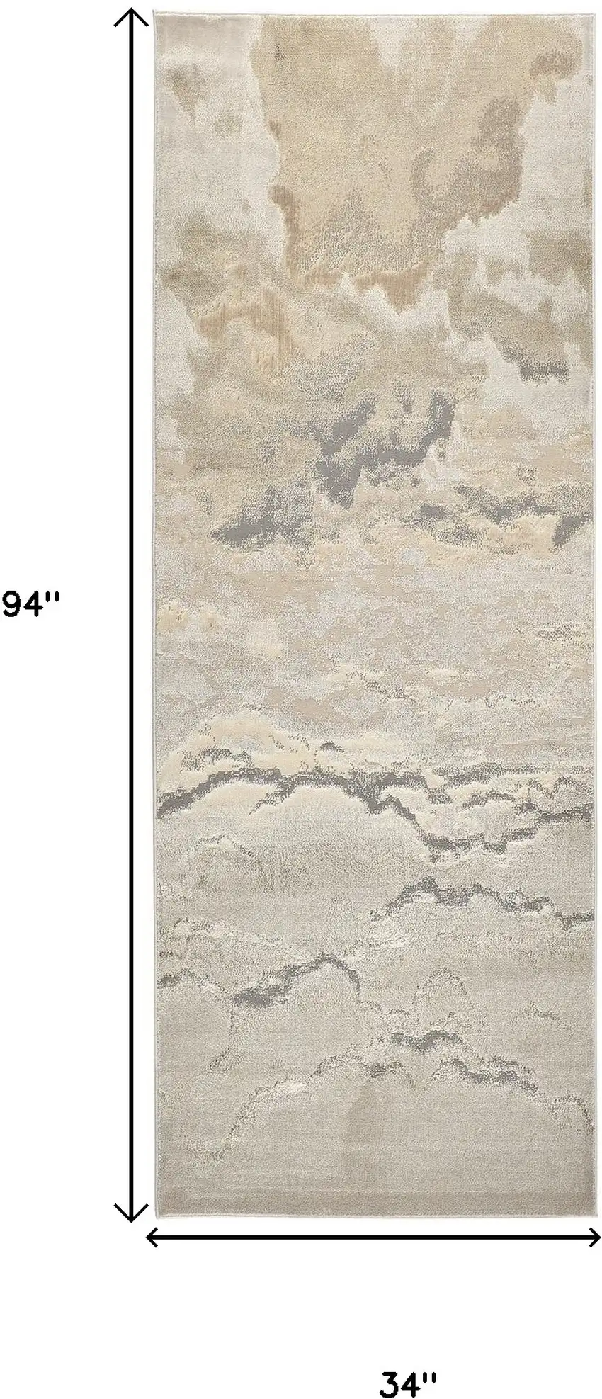 8' Brown and Ivory Abstract Power Loom Runner Rug Photo 3