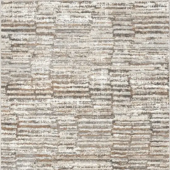 8' Brown and Ivory Abstract Runner Rug Photo 6