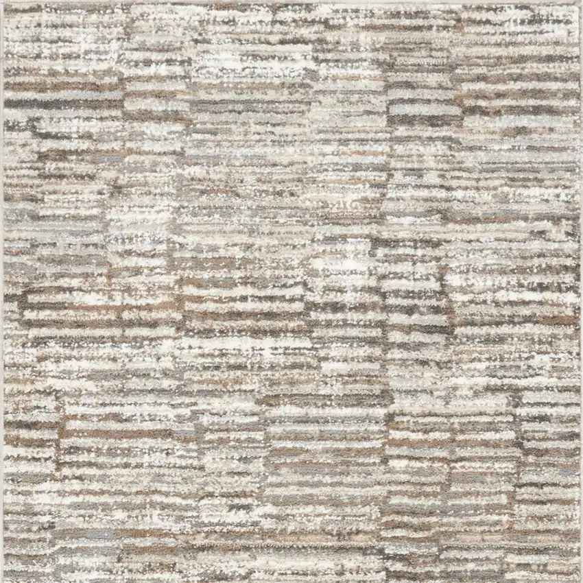 8' Brown and Ivory Abstract Runner Rug Photo 6