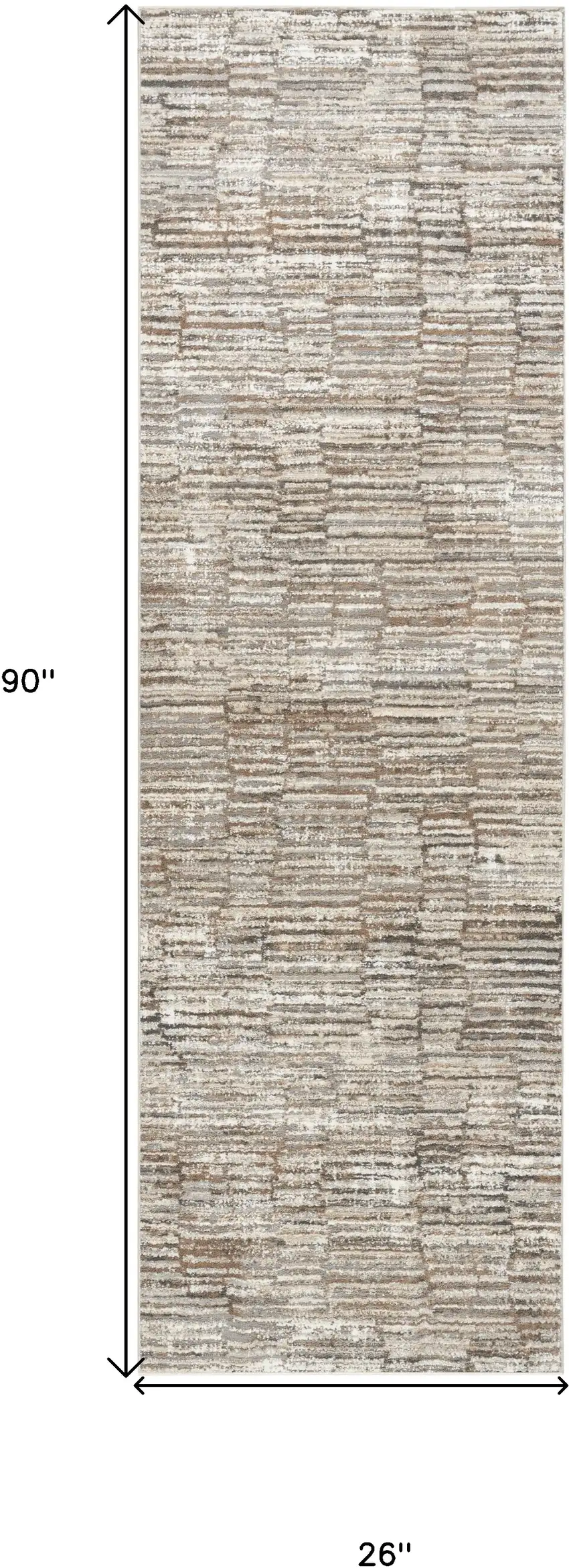 8' Brown and Ivory Abstract Runner Rug Photo 3