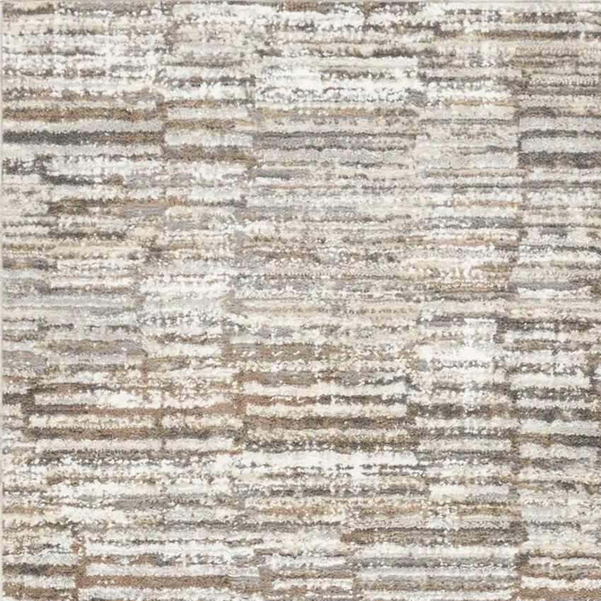 8' Brown and Ivory Abstract Runner Rug Photo 5