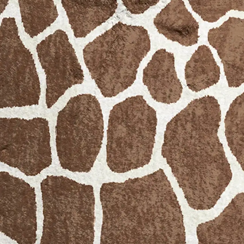 8' Brown and Ivory Animal Print Handmade Non Skid Runner Rug Photo 4