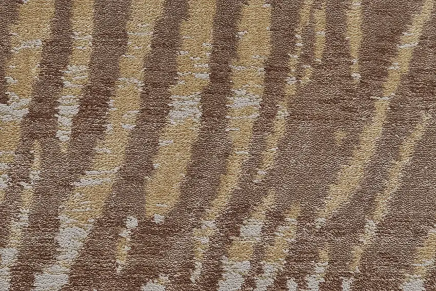 8' Brown and Tan Animal Print Power Loom Round Rug Photo 4