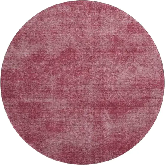8' Burgundy And Blush Abstract Washable Round Rug With UV Protection Photo 1