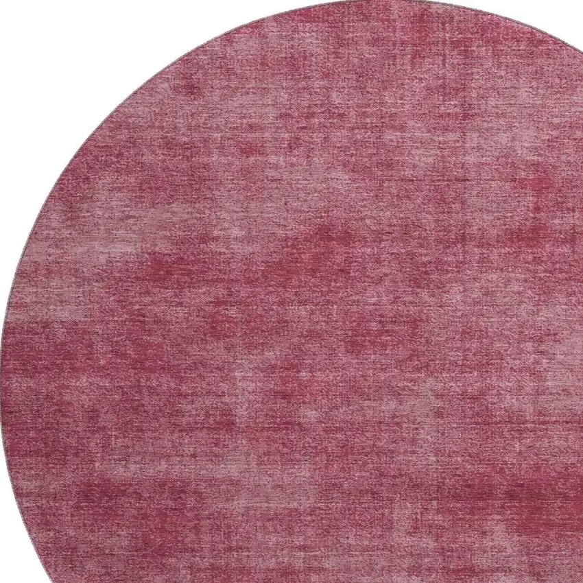 8' Burgundy And Blush Abstract Washable Round Rug With UV Protection Photo 2