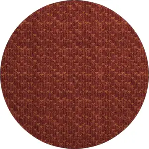 Photo of 8' Burgundy And Brown Geometric Washable Round Rug With UV Protection