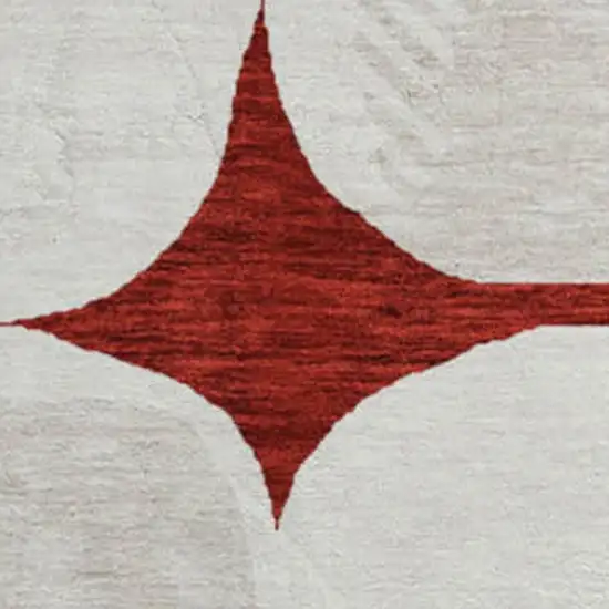 8' Burgundy And Ivory Abstract Geometric Washable Round Rug With UV Protection Photo 4