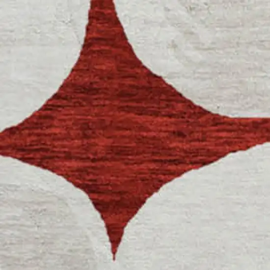 8' Burgundy And Ivory Abstract Geometric Washable Round Rug With UV Protection Photo 3