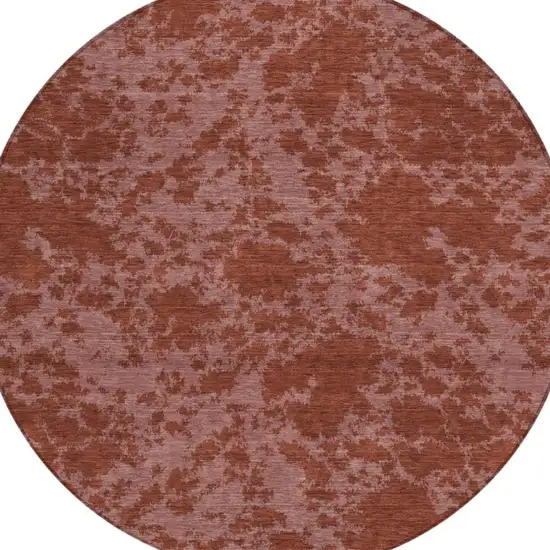 8' Burgundy And Red Round Abstract Washable Indoor Outdoor Area Rug Photo 1