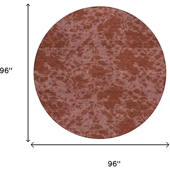 8' Burgundy And Red Round Abstract Washable Indoor Outdoor Area Rug Photo 6