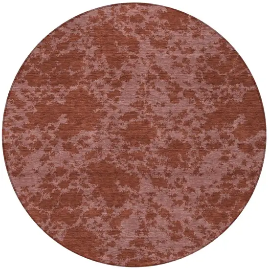 8' Burgundy And Red Round Abstract Washable Indoor Outdoor Area Rug Photo 3
