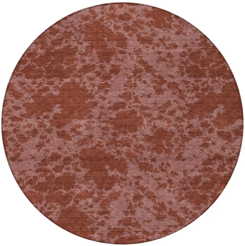 8' Burgundy And Red Round Abstract Washable Indoor Outdoor Area Rug Photo 3