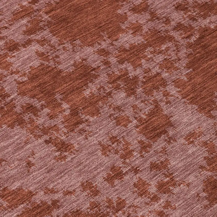 8' Burgundy And Red Round Abstract Washable Indoor Outdoor Area Rug Photo 5