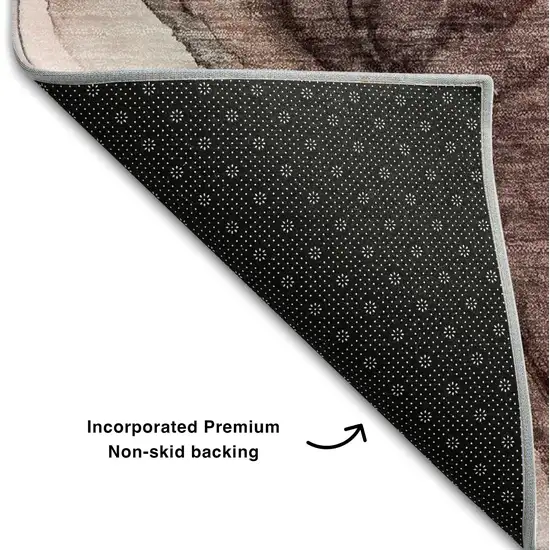 8' Burgundy Blue And Ivory Abstract Washable Round Rug With UV Protection Photo 6