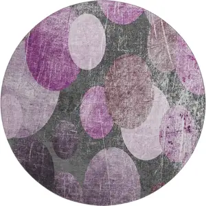 Photo of 8' Cabernet And Ivory Abstract Washable Round Rug With UV Protection