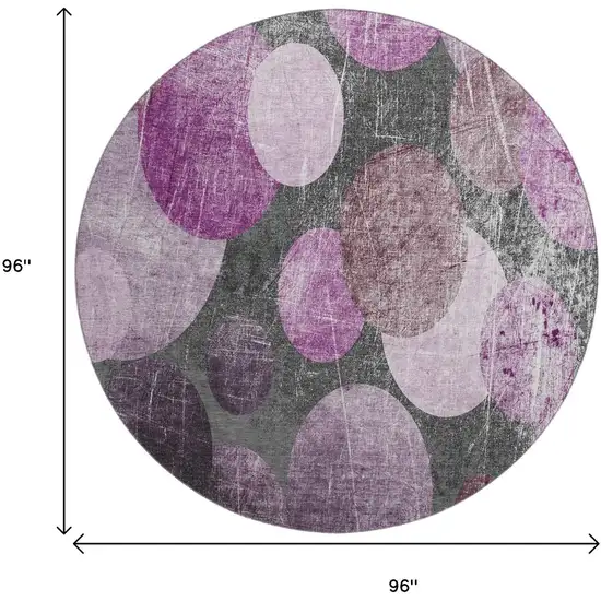 8' Cabernet And Ivory Abstract Washable Round Rug With UV Protection Photo 3