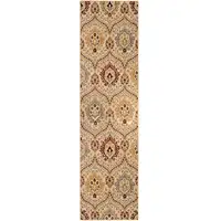 Photo of 8' Camel Gray And Rust Floral Stain Resistant Runner Rug