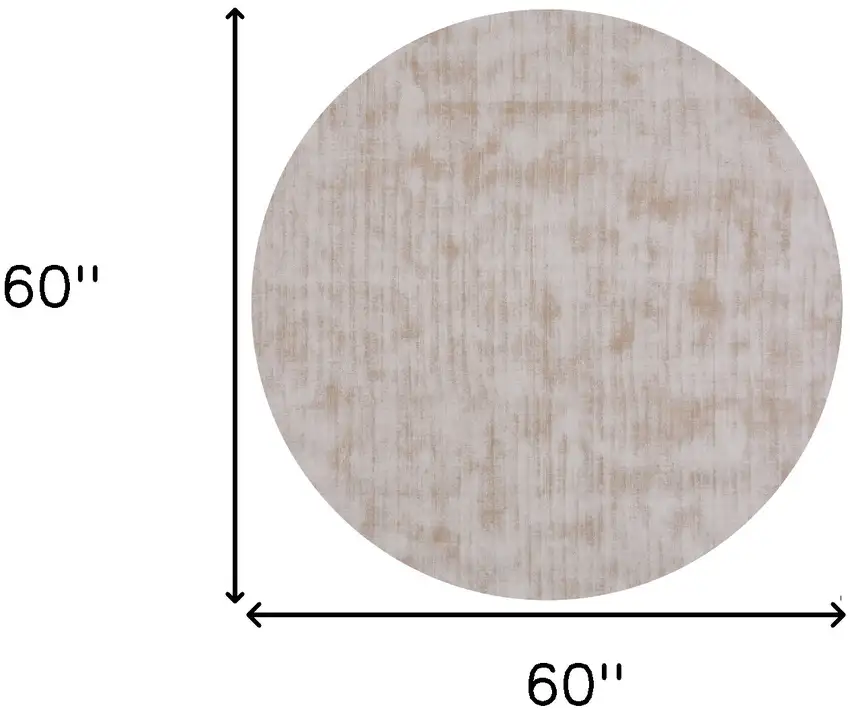 5' Champagne Round Hand Loomed Area Rug Photo 8