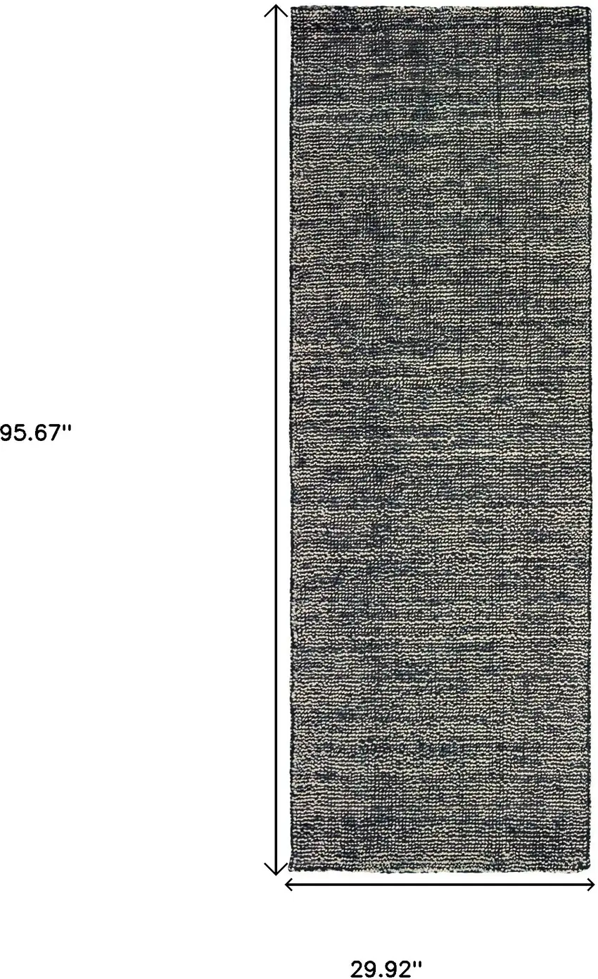 8' Charcoal And Black Hand Tufted Runner Rug Photo 3